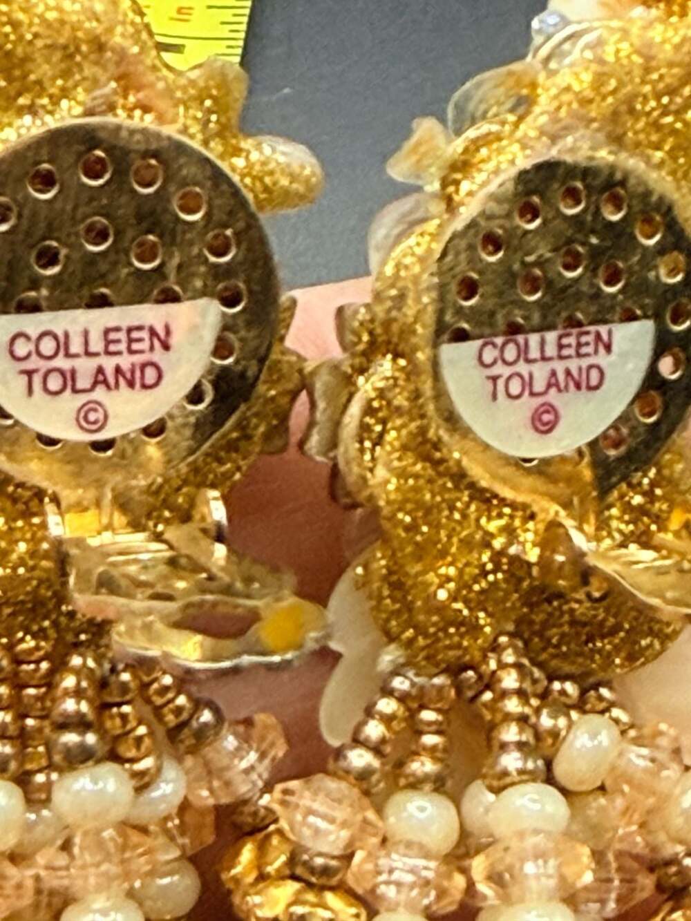Colleen Toland Floral Beaded Statement Clip-On Earrings - Picture 9 of 10